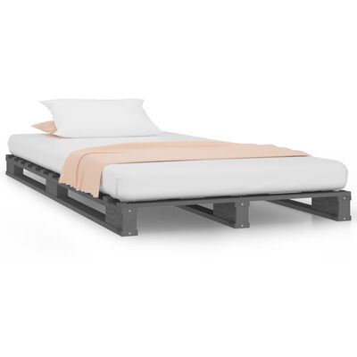 vidaXL kaubaalustest voodi, hall, 75 x 190 cm, männipuit