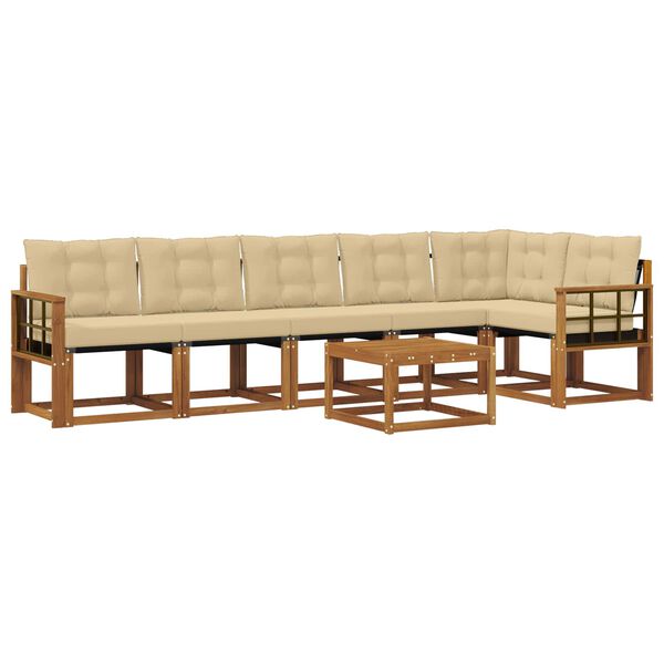 vidaXL V&auml;li diivanikomplekt padjaga 7 pcs Looduslik ja beež