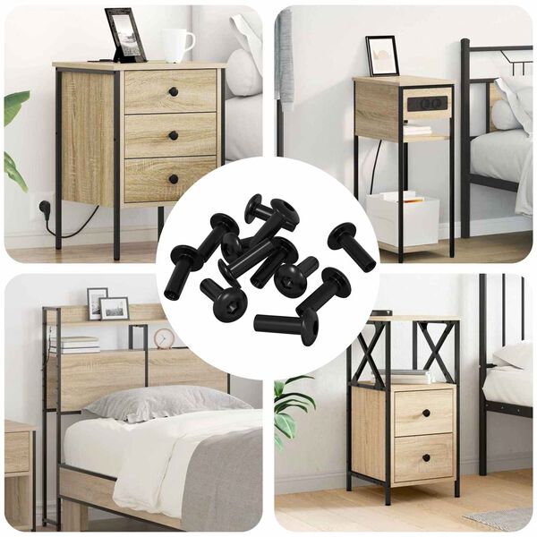 vidaXL K&auml;ppa mutrid 12 pcs Must M4 x 14,5 mm Metall