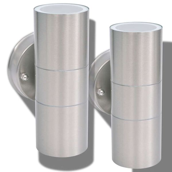 vidaXL LED-valgustid &otilde;ue 2 tk, roostevaba teras, &uuml;les/alla suunatud