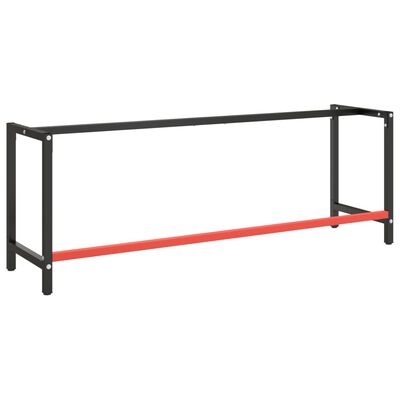 vidaXL tööpingi raam, must ja matt punane, 220x57x79 cm, metall