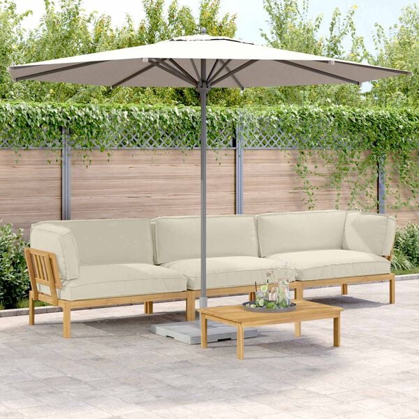 vidaXL Diivanikomplekt padjaga 4 pcs cream Tugev akatsiapuu