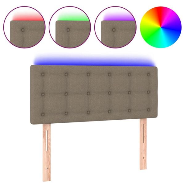 vidaXL LED-voodipeats, pruunikashall, 100x5x78/88 cm, kangas