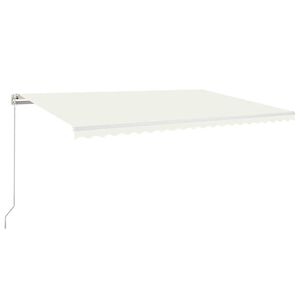 vidaXL k&auml;sitsi sisset&otilde;mmatav varikatus LEDiga, 500 x 300 cm kreemjas