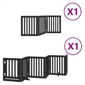 vidaXL kokkupandav koerav&auml;rav uksega, 9 paneeli, must 450 cm, pappel