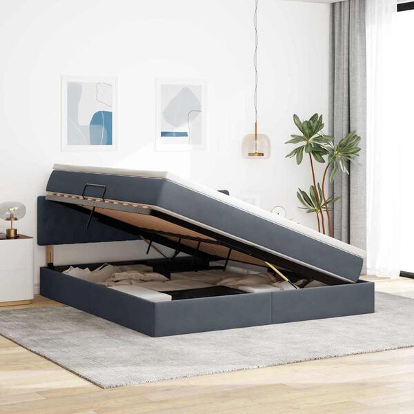 vidaXL Laos voodi madratsiga peaga Tumehall 180 x 200 cm Samet