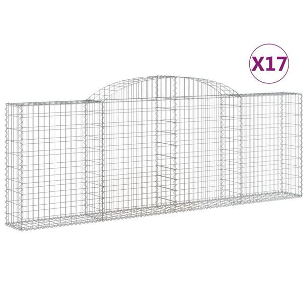 vidaXL kaarekujulised gabioonkorvid 17 tk, 300x30x100/120 cm, raud