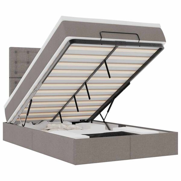 vidaXL Ottomani voodi madratsi ja LED, pruunikashall, 120x190cm kangas