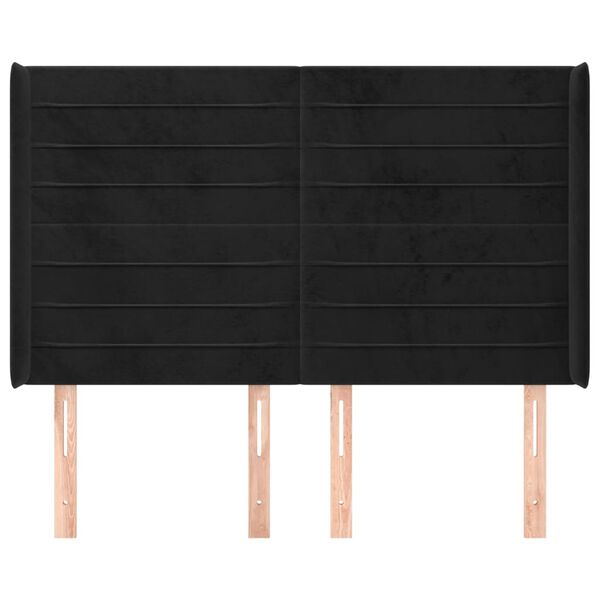 vidaXL voodipeats servadega, must, 147x16x118/128 cm, samet