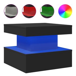 vidaXL LED-tuledega kohvilaud, must, 50 x 50 x 40 cm