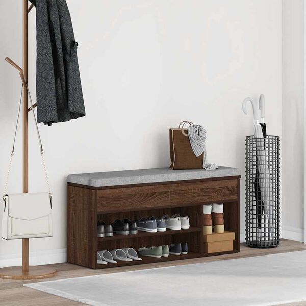 vidaXL jalatsipink, pruun tamm, 102x30,5x45 cm, tehispuit