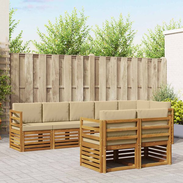 vidaXL Diivanikomplektid 8 pcs Looduslik ja beež Tugev akatsiapuu