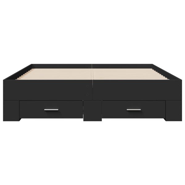 vidaXL voodiraam sahtlitega, must, 140x190 cm, tehispuit