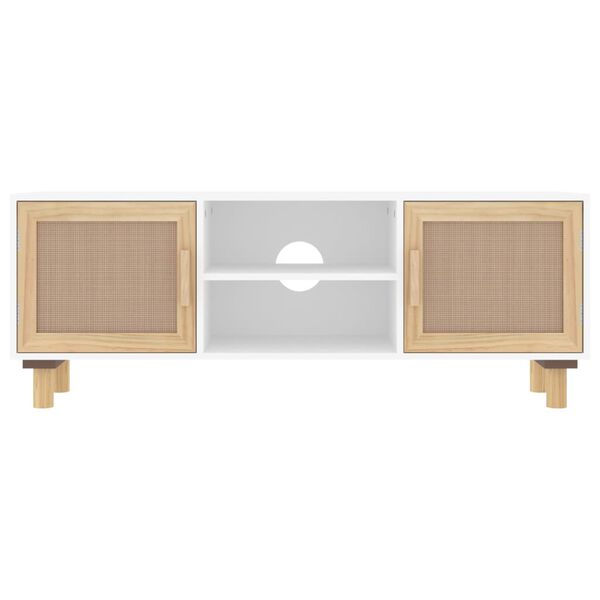 vidaXL telerikapp, valge, 105x30x40 cm, m&auml;nd ja naturaalne rotang