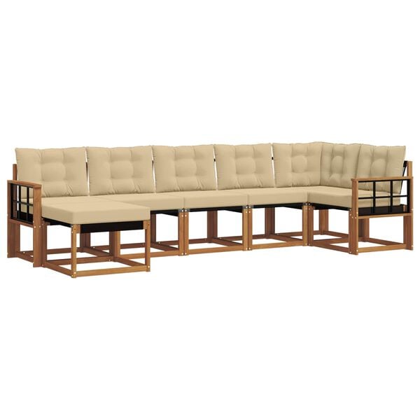 vidaXL V&auml;li diivanikomplekt padjaga 7 pcs Looduslik ja beež