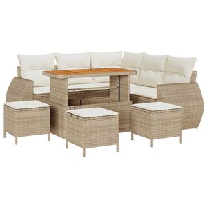 vidaXL Aia Diivanikomplekt 9 pcs Beež pol&uuml;rotang