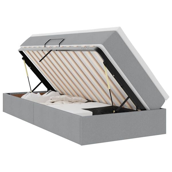 vidaXL Voodi hoiukohaga ja madratsiga Helehall 90 x 190 cm Pol&uuml;ester