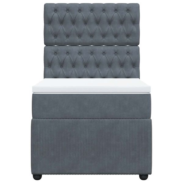 vidaXL kontinentaalvoodi madratsiga, tumehall, 90x200 cm, samet