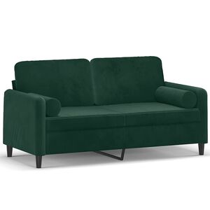 vidaXL 2-kohaline diivan patjadega, tumeroheline, 140 cm, samet