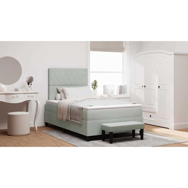 vidaXL Karbi vedrumadrats madratsiga peaga Helehall 120 x 190 cm Samet