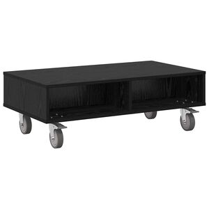 vidaXL Rattaga k&uuml;lgtabel Must tamm 90 x 50 x 30 cm Tehispuit