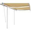 vidaXL k&auml;sitsi sisset&otilde;mmatav varikatus, LED, 3,5x2,5 m, kollane/valge