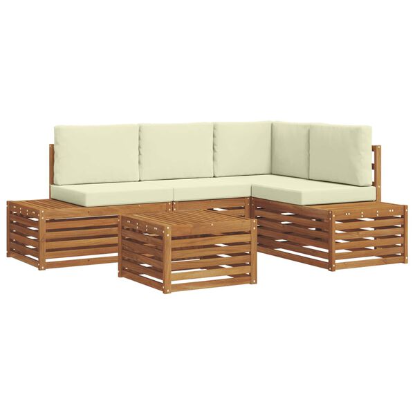 vidaXL V&auml;li diivanikomplekt padjaga 5 T&uuml;kk Looduslik ja kreem