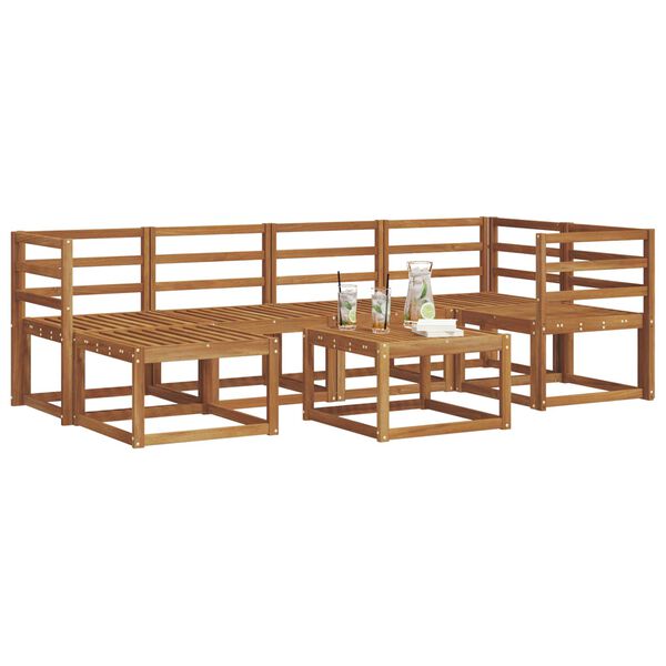 vidaXL V&auml;li diivanikomplekt padjaga 7 pcs Looduslik ja Hele Hall