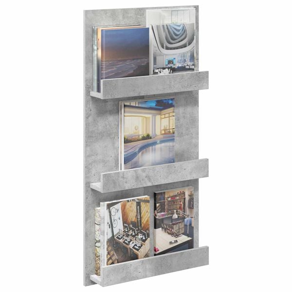 vidaXL Ajakirja riiul riiuliga Betoonhall 51 x 11 x 102 cm Tehispuit