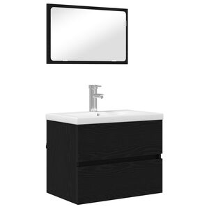 vidaXL Vannitoa m&ouml;&ouml;bleset sahtliga peegliga 3 pcs Must tamm Tehispuit