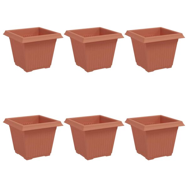vidaXL Ruutlillepott 6 pcs Kohviroosa 20 x 20 x 16 cm Plastmass