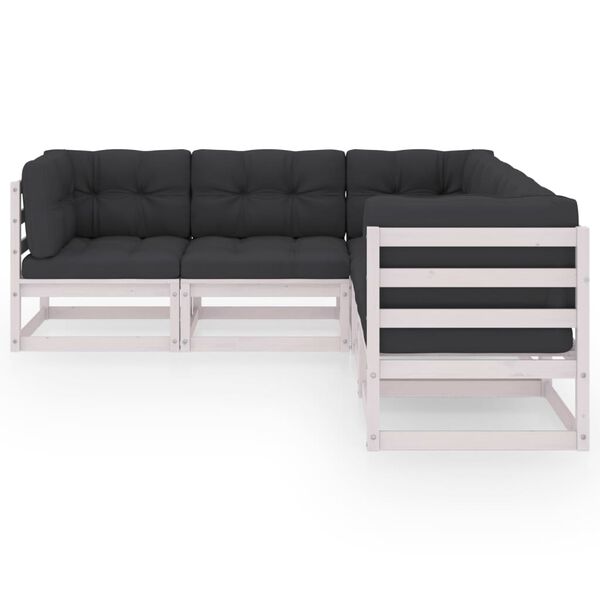 vidaXL 5-osaline aiam&ouml;&ouml;bli komplekt istmepatjadega, toekas m&auml;nnipuit