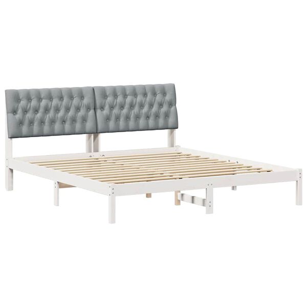 vidaXL Voodiraam Pehme Peatoega peaga Valge 180 x 200 cm Männipuit