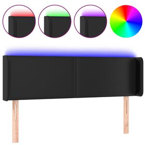 vidaXL LED-voodipeats, must, 147x16x78/88 cm, kunstnahk