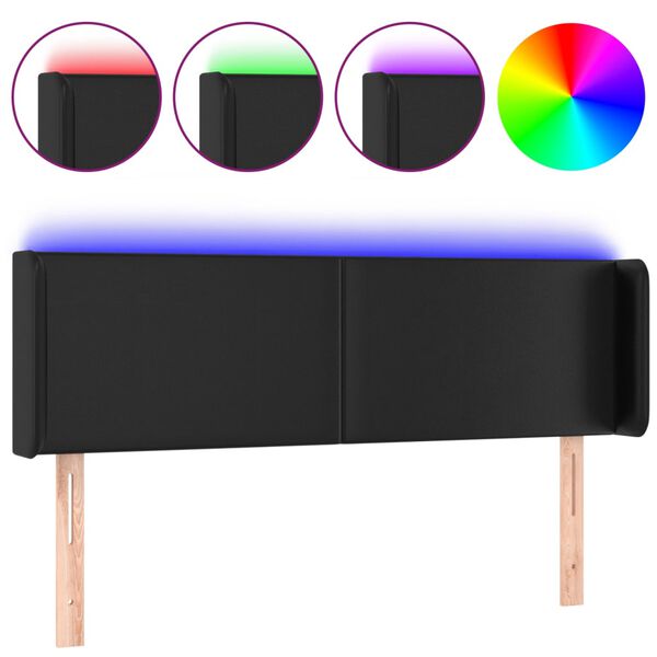 vidaXL LED-voodipeats, must, 147x16x78/88 cm, kunstnahk