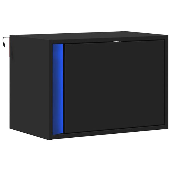 vidaXL seinale kinnitatav öökapp LED-tuledega, must