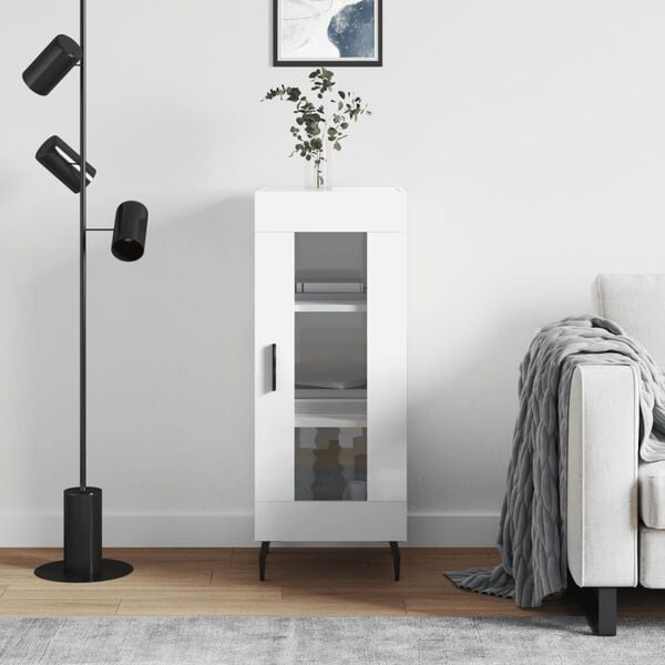 vidaXL puhvetkapp, k&otilde;rgl&auml;ikega valge, 34,5 x 34 x 90 cm, tehispuit