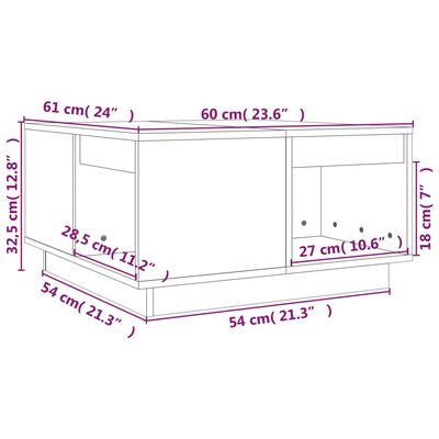 vidaXL kohvilaud, 60 x 61 x 32,5 cm, männipuit
