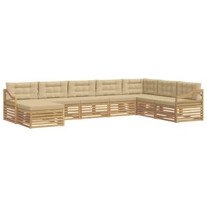 vidaXL V&auml;li diivanikomplekt padjaga 8 pcs Valge ja Beez Pol&uuml;ester