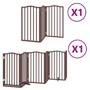 vidaXL kokkupandav koerav&auml;rav uksega, 9 paneeli, pruun 450 cm, pappel
