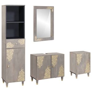 vidaXL Vannitoa kapikomplekt sahtliga 4 pcs Hall Tugev mango puu