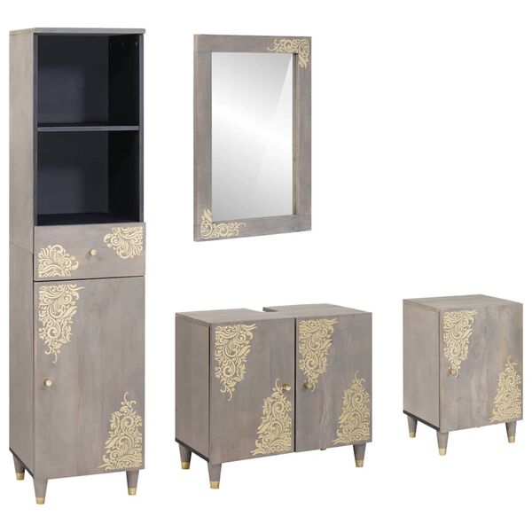 vidaXL Vannitoa kapikomplekt sahtliga 4 pcs Hall Tugev mango puu