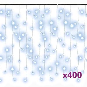 vidaXL LED-valguskardin, 10 m, 400 LEDi, k&uuml;lm valge, 8 funktsiooni