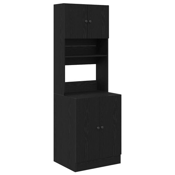 vidaXL Köögi kapi pealne riiuliga 2 pcs Must tamm 60 x 50 x 180 cm