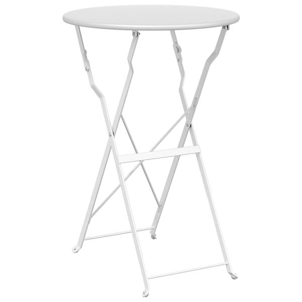 vidaXL Bistroolaud Valge Ø50x71 cm Pulberkattega teras