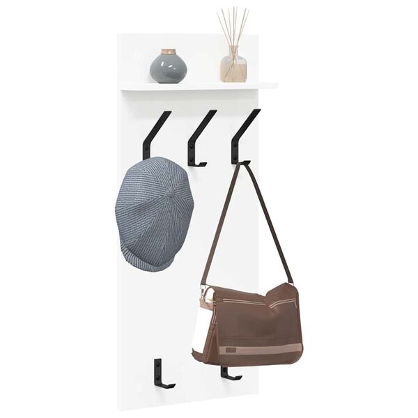 vidaXL Seinale kinnitatav riidepuu Valge 40 x 10 x 90 cm Tehispuit