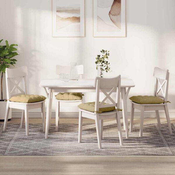 vidaXL Istumispatjad 4 pcs Hall roheline 40 x 40 x 6 cm Korter kangas