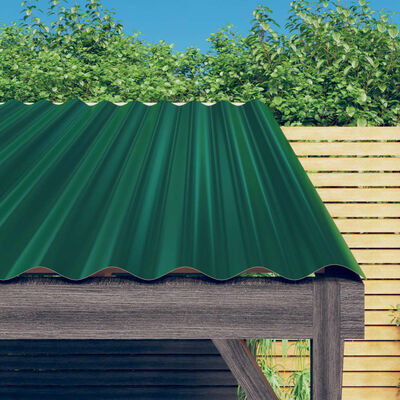 vidaXL katusepaneelid 12 tk, pulbervärvitud teras, roheline, 100x36 cm