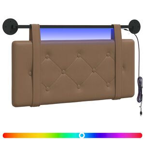 vidaXL Rippuv voodipeats LED-valgustusega Cappuccino Kunstnahk