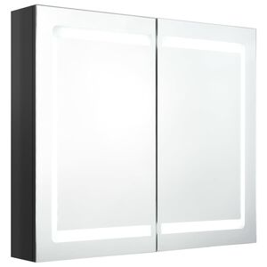 vidaXL LED vannitoa peegelkapp, säravmust, 80 x 12 x 68 cm